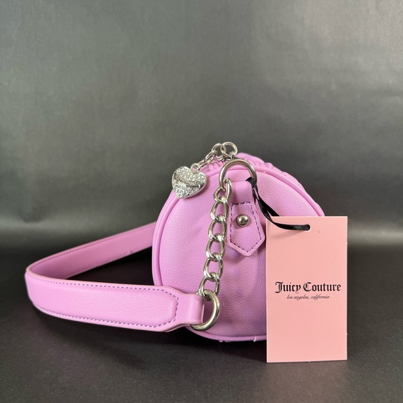 Juicy Couture Run The World Shoulder Bag Fondant Pink - Silver JC Charm - Picture 3 of 7